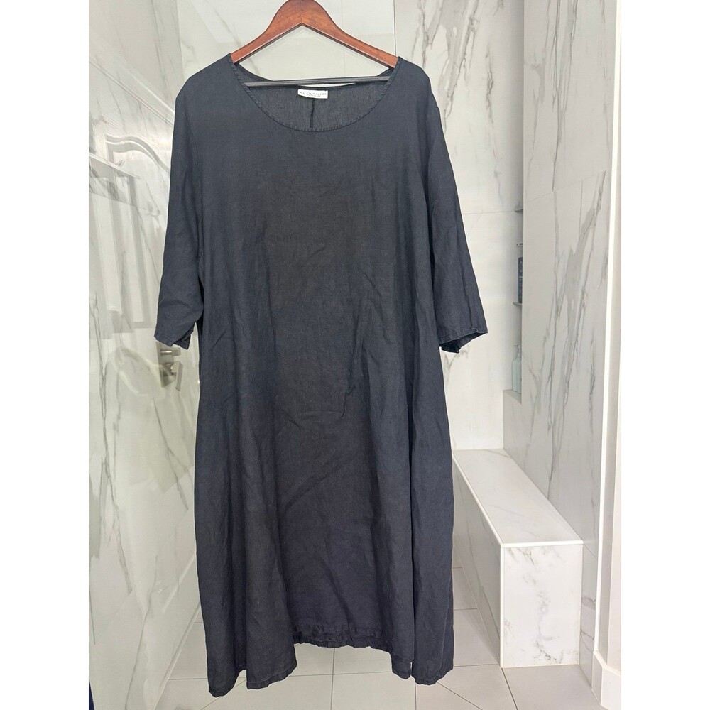 bryn WALKER Black Midi Linen Dress Sz 3X